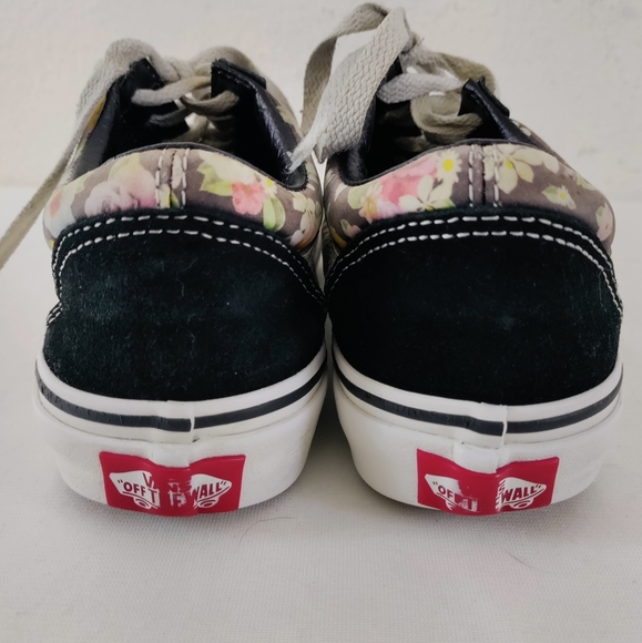 VANS Off The Wall Old Skool Black Suede Floral Skate Sneakers Women Size 5 - Picture 4 of 12